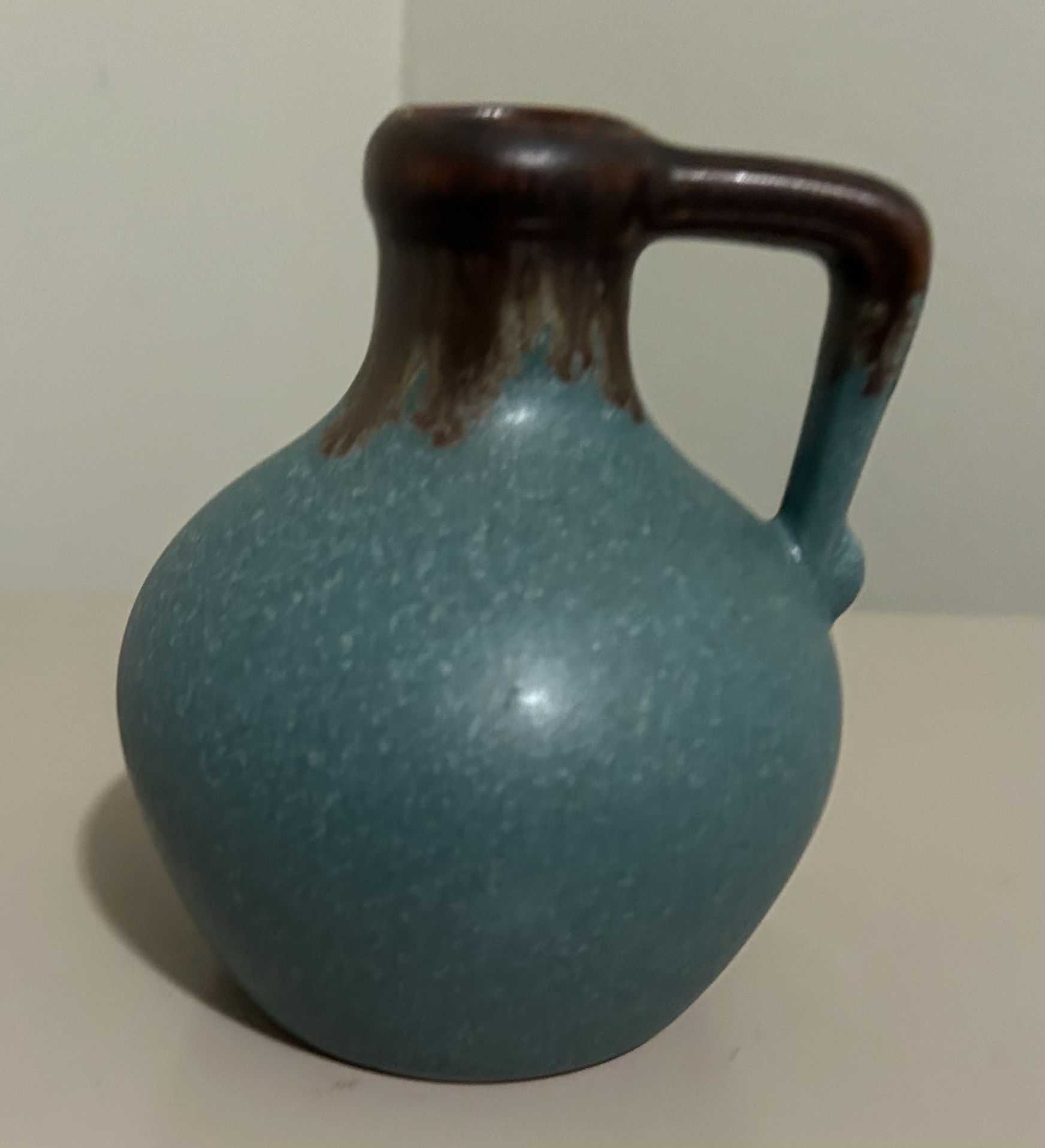 Vintage Pigeon Forge Pottery Jug Signed Douglas Ferguson  Drip Glaze Teal