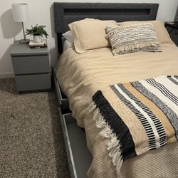 Bed Frame (Full) And Nightstand Bundle