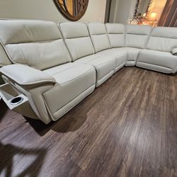 100% Leather New Double-Deal Pwr SECTIONAL SOFA