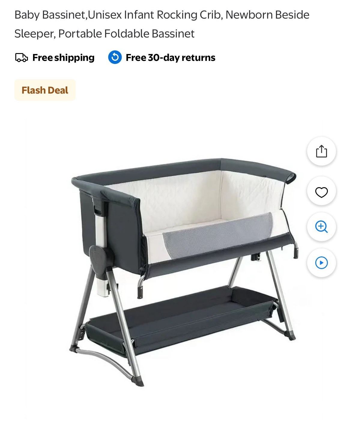 Baby BassinetUnisex Infant Rocking Crib Newborn Beside Sleeper Portable Foldable Bassinet