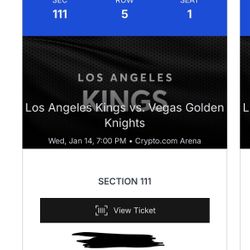 Los Angeles Kings Vs Vegas Golden Knights  Wednesday Jan 14 