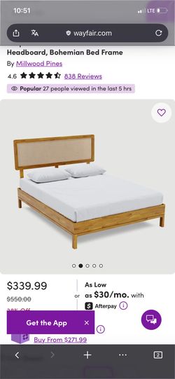 Bohemian Queen size Bed Frame with Headboard