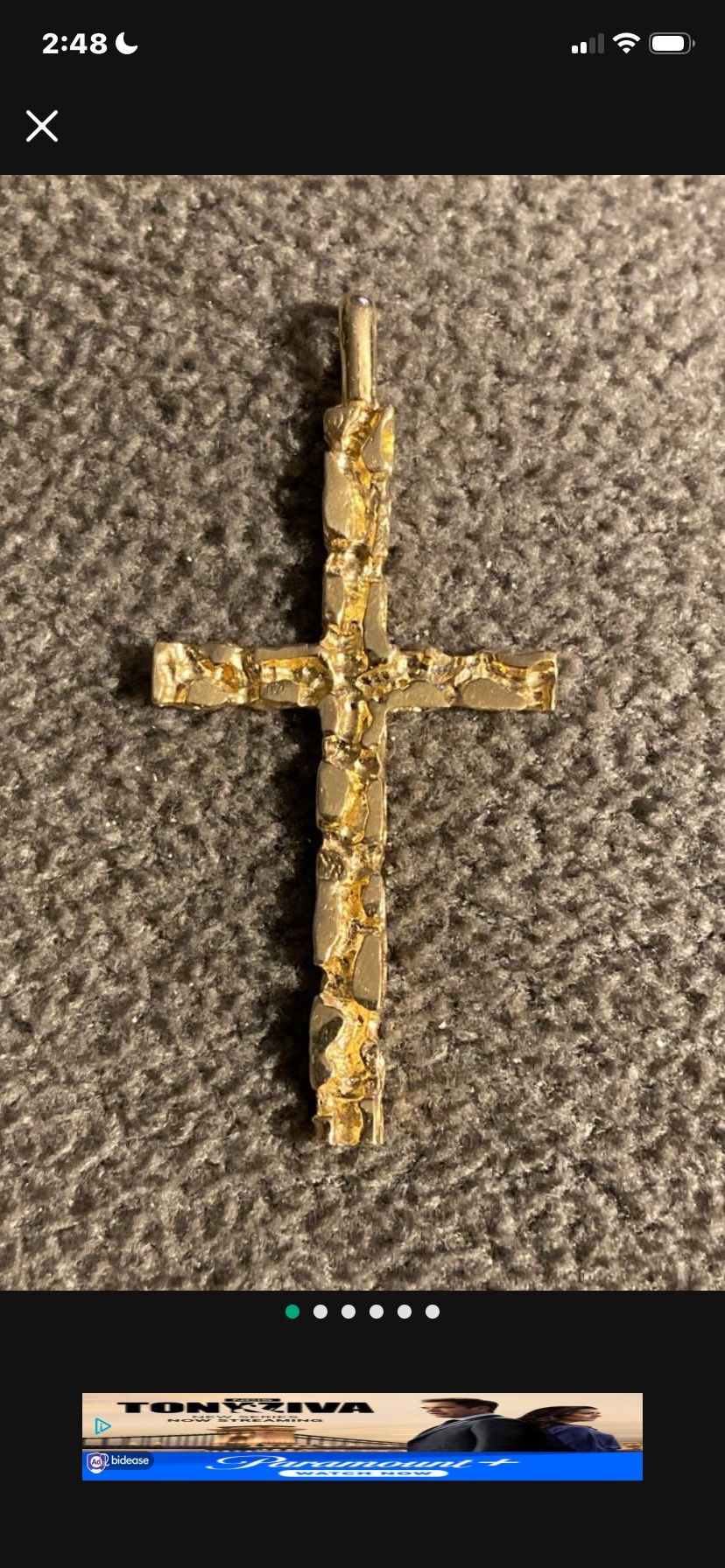 Large 14 Karat Gold Nugget Cross