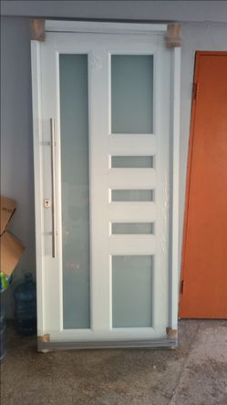White Exterior Door with Glass Panels