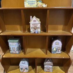 Cherished Teddies by Enesco Set of 5 Spice village jars and rack -1997. 