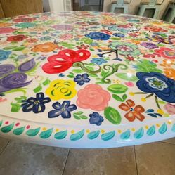 “Hand Painted” Shabby Chic ASHLEY BRAND Farmhouse/ Spanish Style HUGE Dining Table