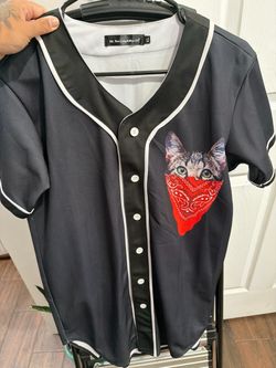 Black Cat Graphic Baseball Jersey XL