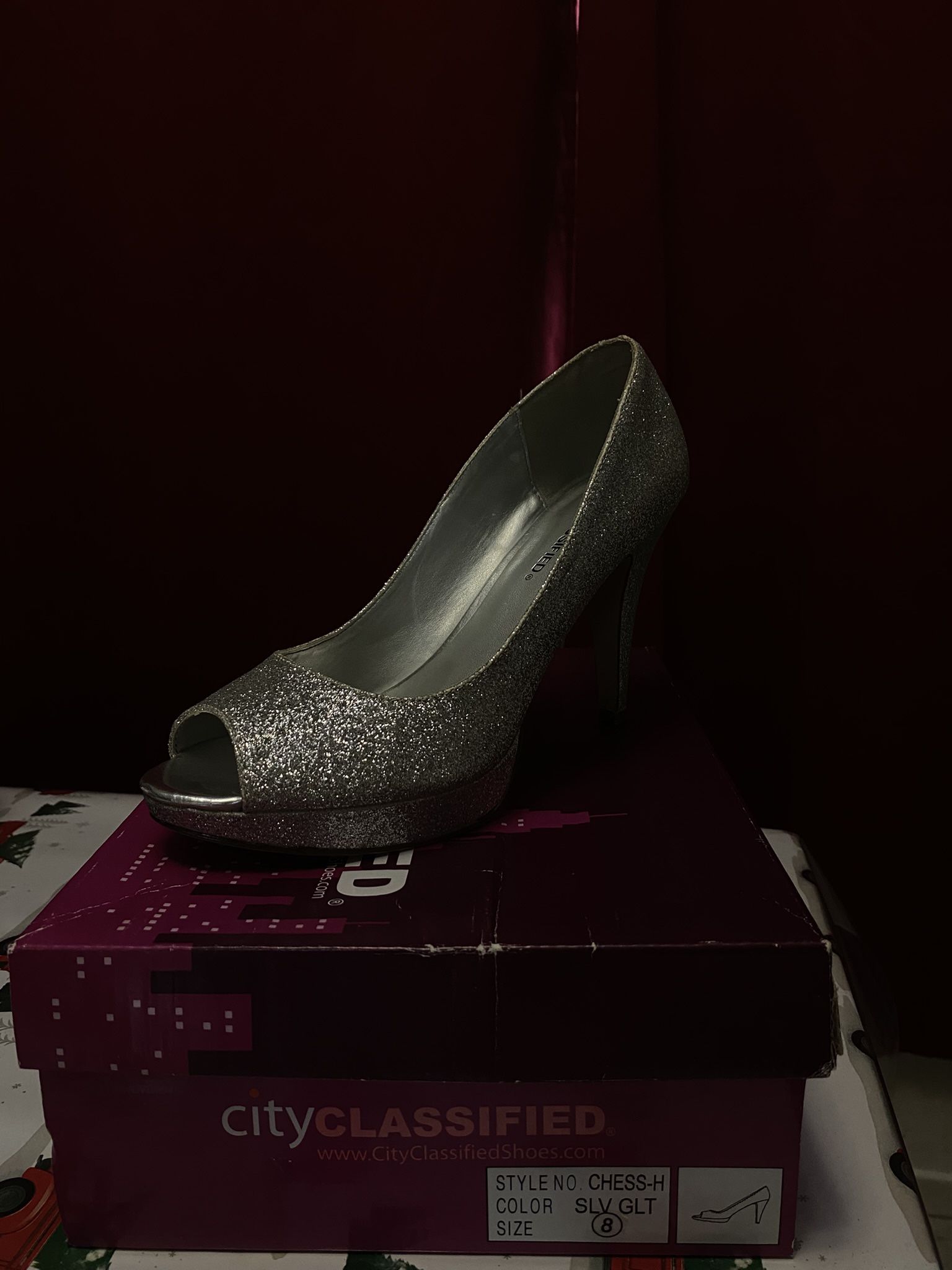 Sliver Glitter Heels