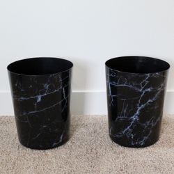 2 Black Marble Waste Bins