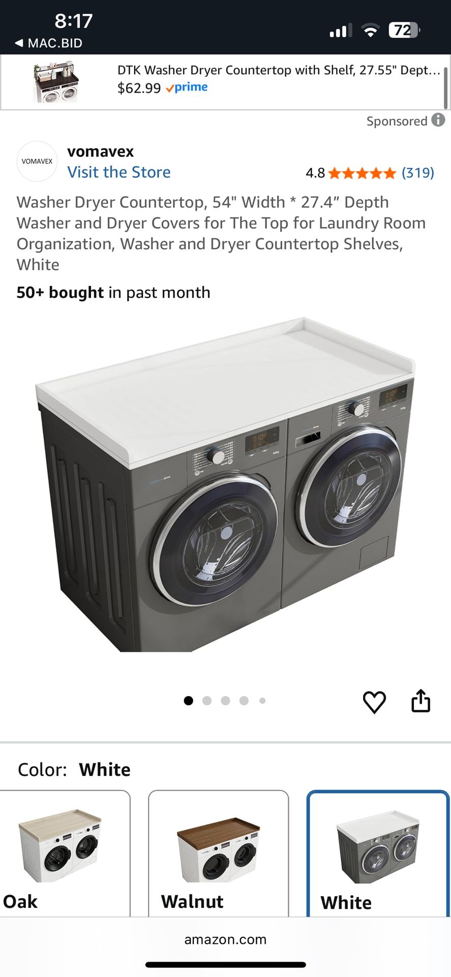 Vomavex Washer Dryer Countertop 54”