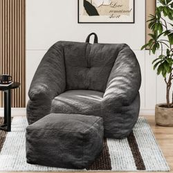 Bean Bag Chair with Ottoman, Comfortable Bean Bag Chairs for Adults