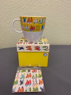 Bed Bath & Beyond High Top Sneakers Mug Gift Set Box & Coaster Colorful Shoes