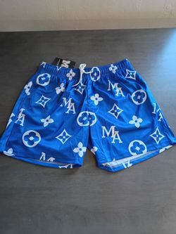 Maison Allure Mens Mesh Shorts Blue/White/Black Size XL NWT