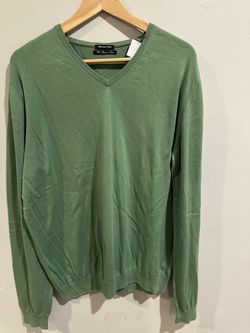 Massimo Dutti Green V-Neck Sweater