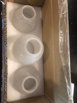 white Linen frosted glass light covers (3)