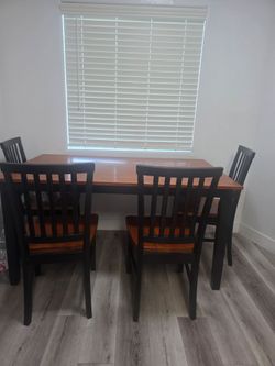 Wood Dining Table Set with 4 Chairs
