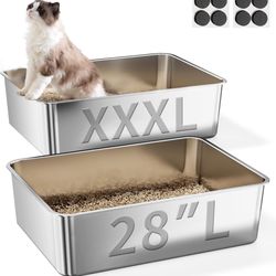 2 Pack Jotesnew Extra Large XXXL 28" x 20" Cat Litter Box Pan for Big Cats Maine