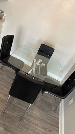 Glass Dining Table Set with 4 Chairs