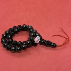 Vintage 33 Beads Prayer Rosary Tasbah Tesbih Green Ottoman Baga Fire 13x11mm