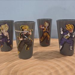 Dragon Ball Z Set of 4 Drinking Glasses ~ 16 Oz. ~ GOKU, TRUNKS, GOHAN and VEGETA