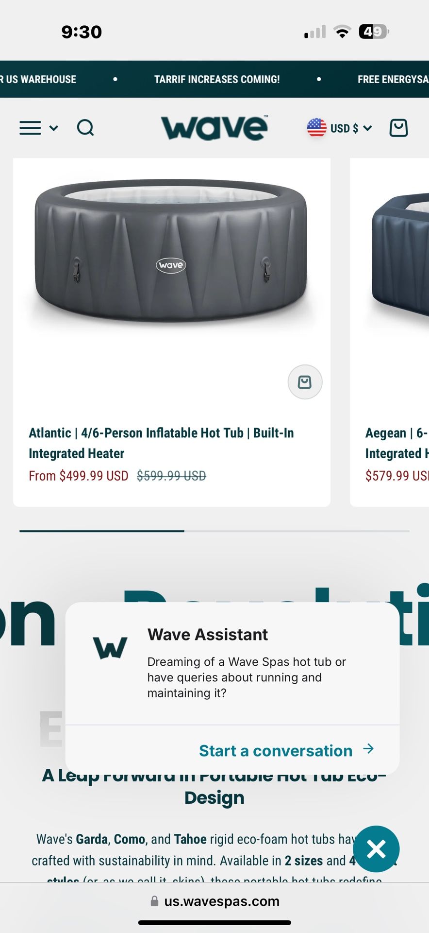 Wave Spa Atlantic 4 Person Hot Tub