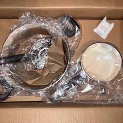 Amazon Basics Ceramic Nonstick Pots and Pans 11 Piece Cookware Set, made without PFOA & PTFE, Black/Cream