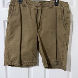 Men's 33 Aeropostale Chino 10" Brown Shorts Flat Front Stretch C51