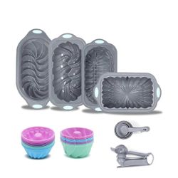 45 Pieces Silicone Loaf Pan for Baking Bread, 6 Cups Silicone Baking Pans Set