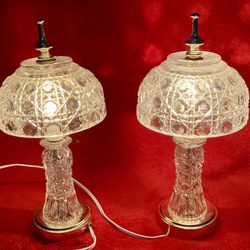 Lot 2 Vintage - Antique GERMANY LEAD CRYSTAL small TIFFANY LAMP ‼️ One If The LAMP Is TILT / BENDED‼️