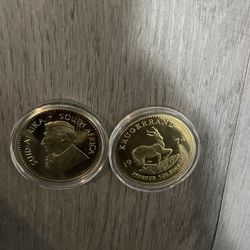 South African 1 oz Gold Krugerrand Coin 1974