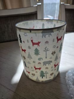 Vihose Woodland Animal Kids Table Lamp Linen Fabric with Wooden Base