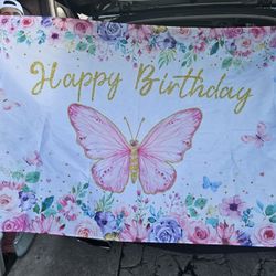 Butterfly Birthday Banner And Tulle 