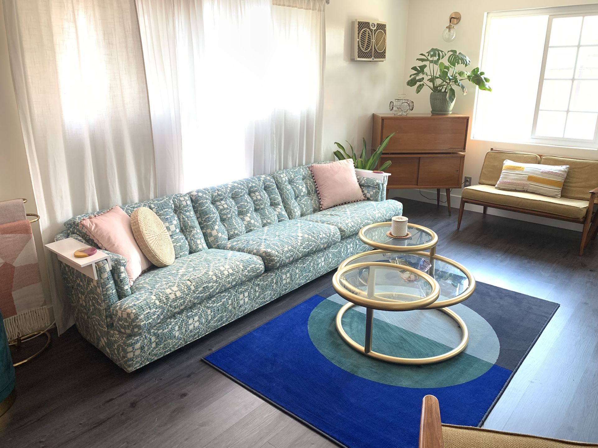 Blue Mid Century Couch In Great Vintage Condition