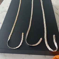 Sterling Silver  braided herringbone necklaces