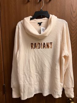 torrid Cream Waffle Cowl Neck Sweater with Sequin 'Radiant'