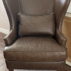 Faux Leather Wingback Accent Chair For Living Room Bedroom