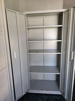 Grey storage cabinet