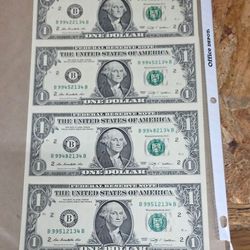 Sheet of America Currency