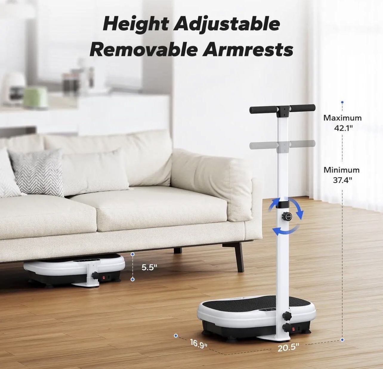 MERACH Vibration Plate Exercise Machine, Vibrating Plate Exercise Machine with Handrails, Full Body