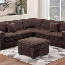 4pcs Sectional Sofa w/ottoman & USB connection 