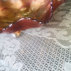 Antique  Carnival  Glass Footed Bowl  10 inches  Wide   No Chips Or Nicks 