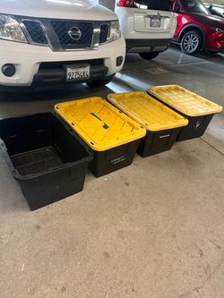 Black and Yellow Plastic Storage Totes Set of 4