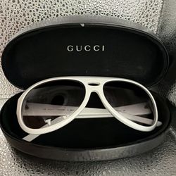 Gucci Full Rim White Aviator Y2K GG 1422/S Sunglasses 59-15-140 Gray Lenses