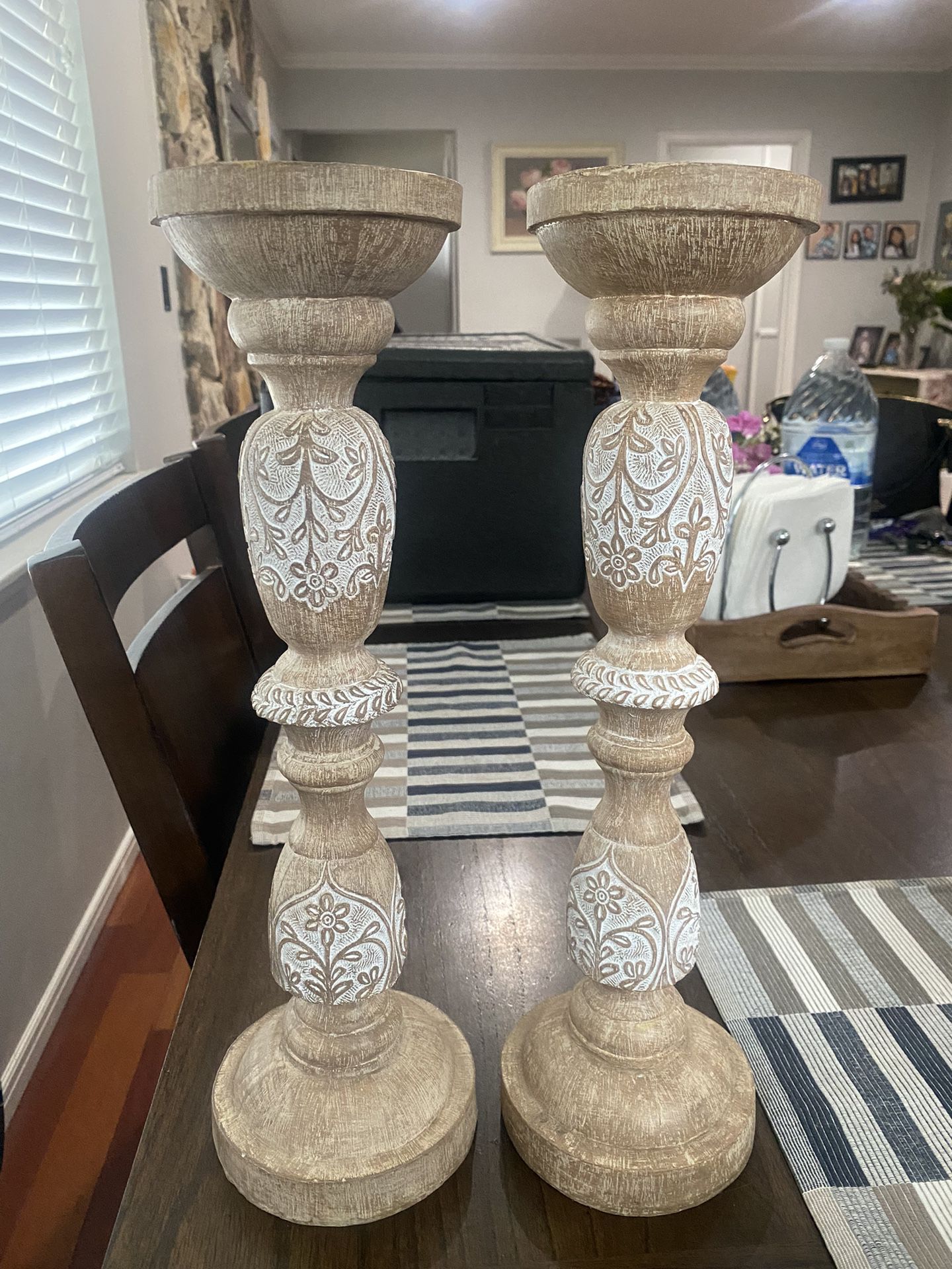 Wooden Carved Candle Holders