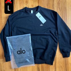 alo crew neck grey and black