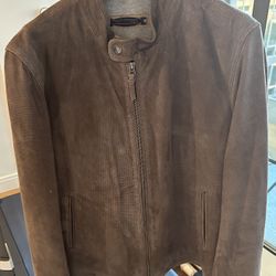 Proleather Men's Brown Leather Jacket Size Small Made In Italy