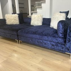 MYLA PLUSH BLUE 2PC SECTIONAL SOFA SET…$799 OBO…ALL OFFERS WELCOME!