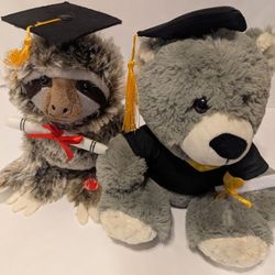 Set Of 2 Graduation Stuffed Animals