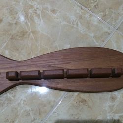 Fishing Rod Rack  17" Wooden Vintage 1970s 