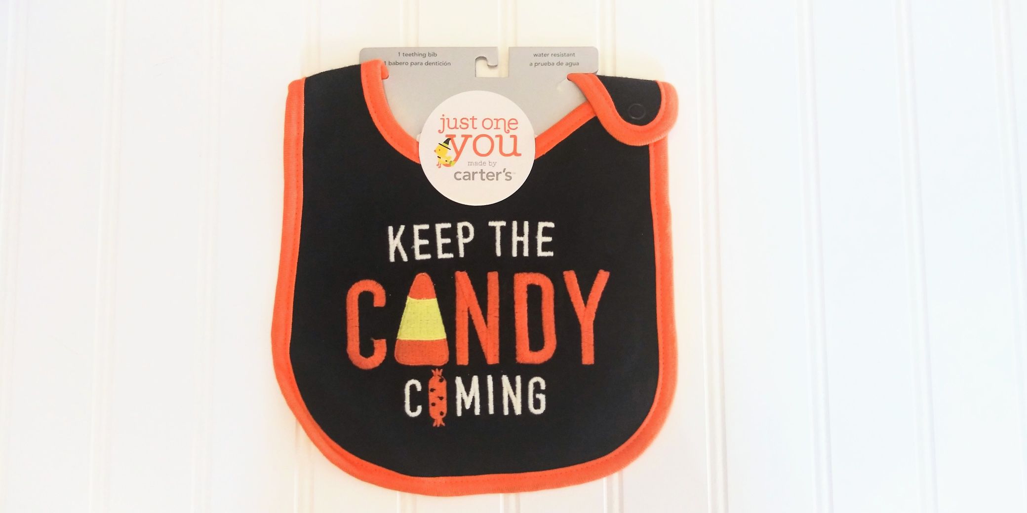 NWT "KEEP THE CANDY COMING" Teething Water Resistant Baby Bib